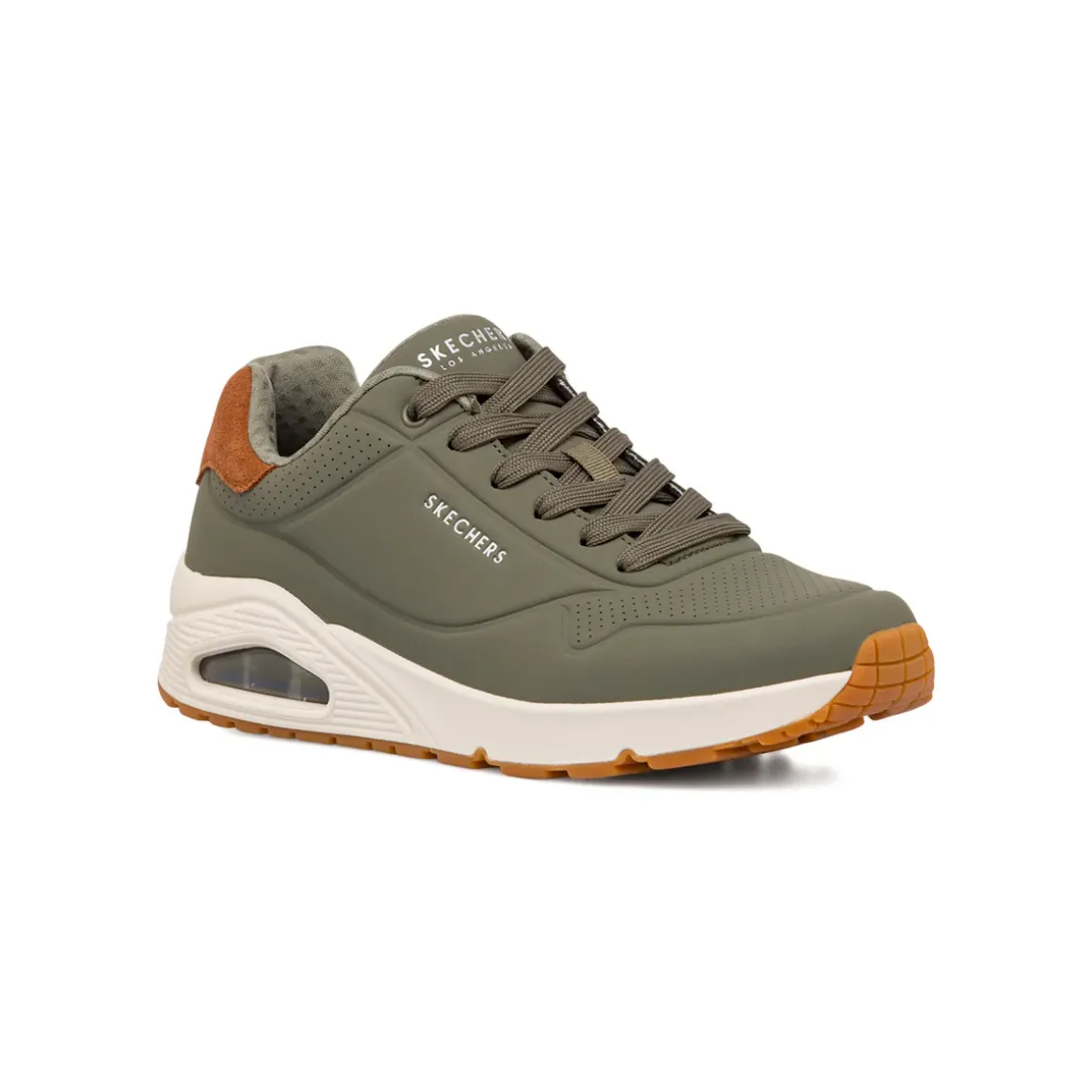 Sneakers verde oliva da uomo con soletta memory foam Skechers Uno
