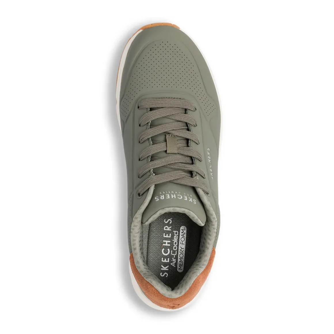 Sneakers verde oliva da uomo con soletta memory foam Skechers Uno