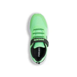 Sneakers verdi da bambino con chiusura a strappo e logo Ducati
