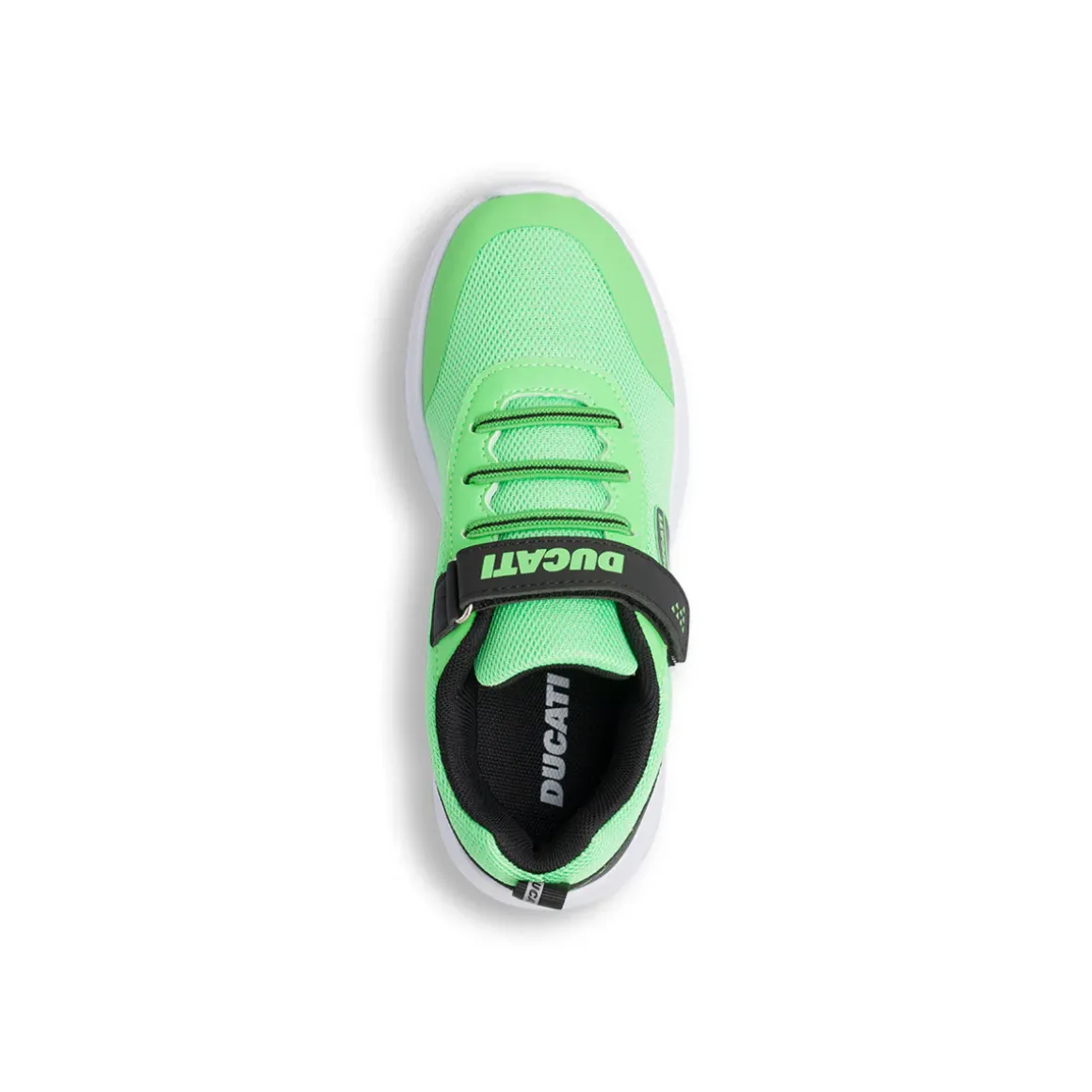 Sneakers verdi da bambino con chiusura a strappo e logo Ducati