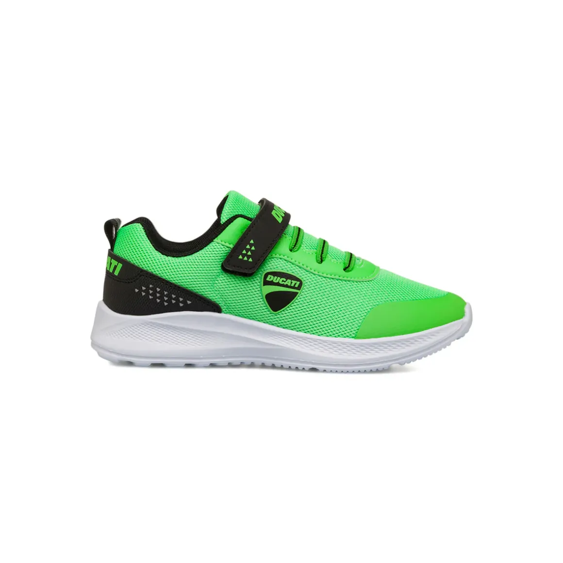 Sneakers verdi da bambino con chiusura a strappo e logo Ducati