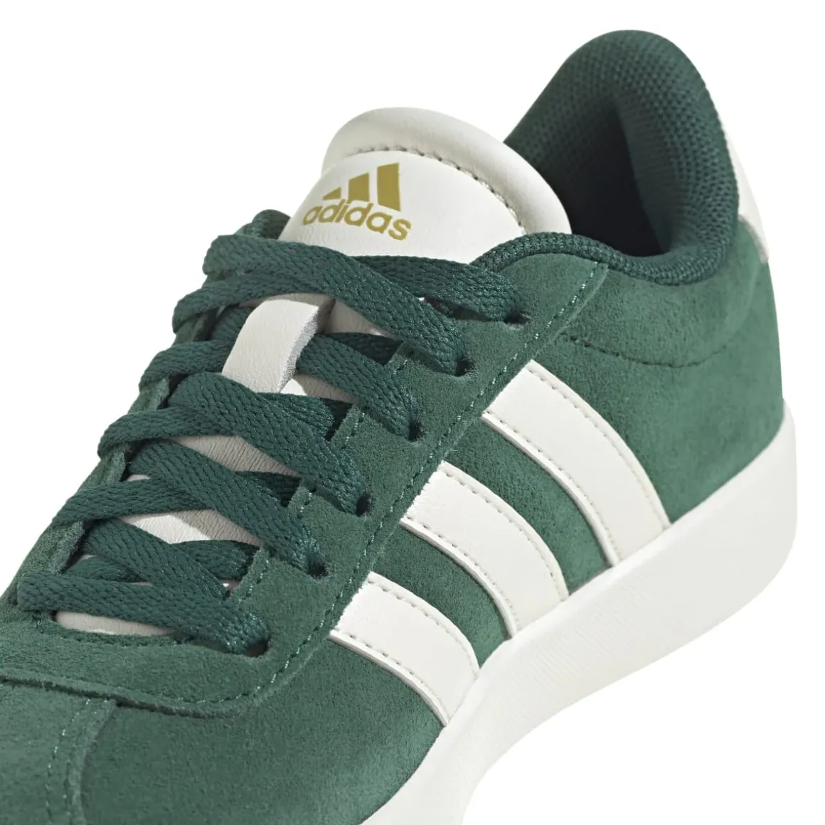 Sneakers verdi da ragazzo con strisce bianche adidas VL Court 3.0 K