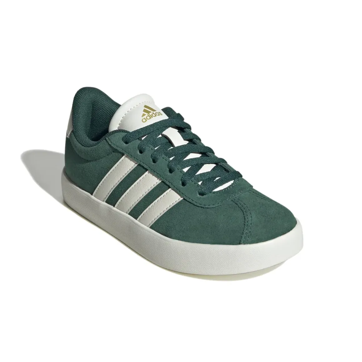 Sneakers verdi da ragazzo con strisce bianche adidas VL Court 3.0 K