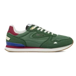 Sneakers verdi da Uomo con inserti effetto scamosciato Gas
