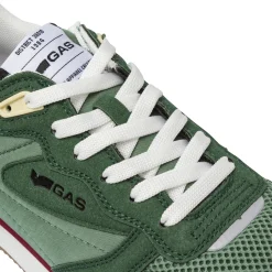 Sneakers verdi da Uomo con inserti effetto scamosciato Gas