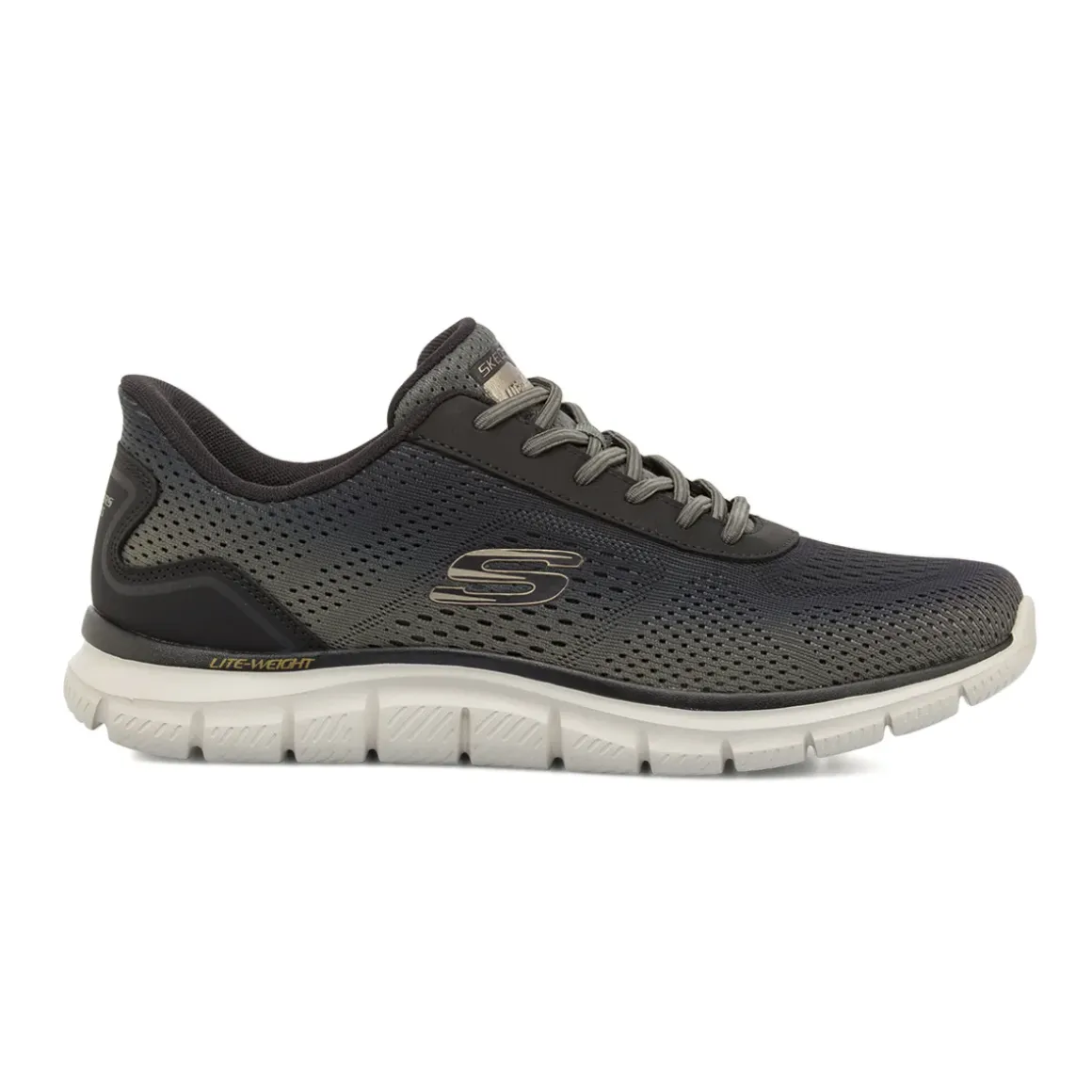 Sneakers verdi da Uomo leggere in tessuto mesh Skechers Track Slip-Ins