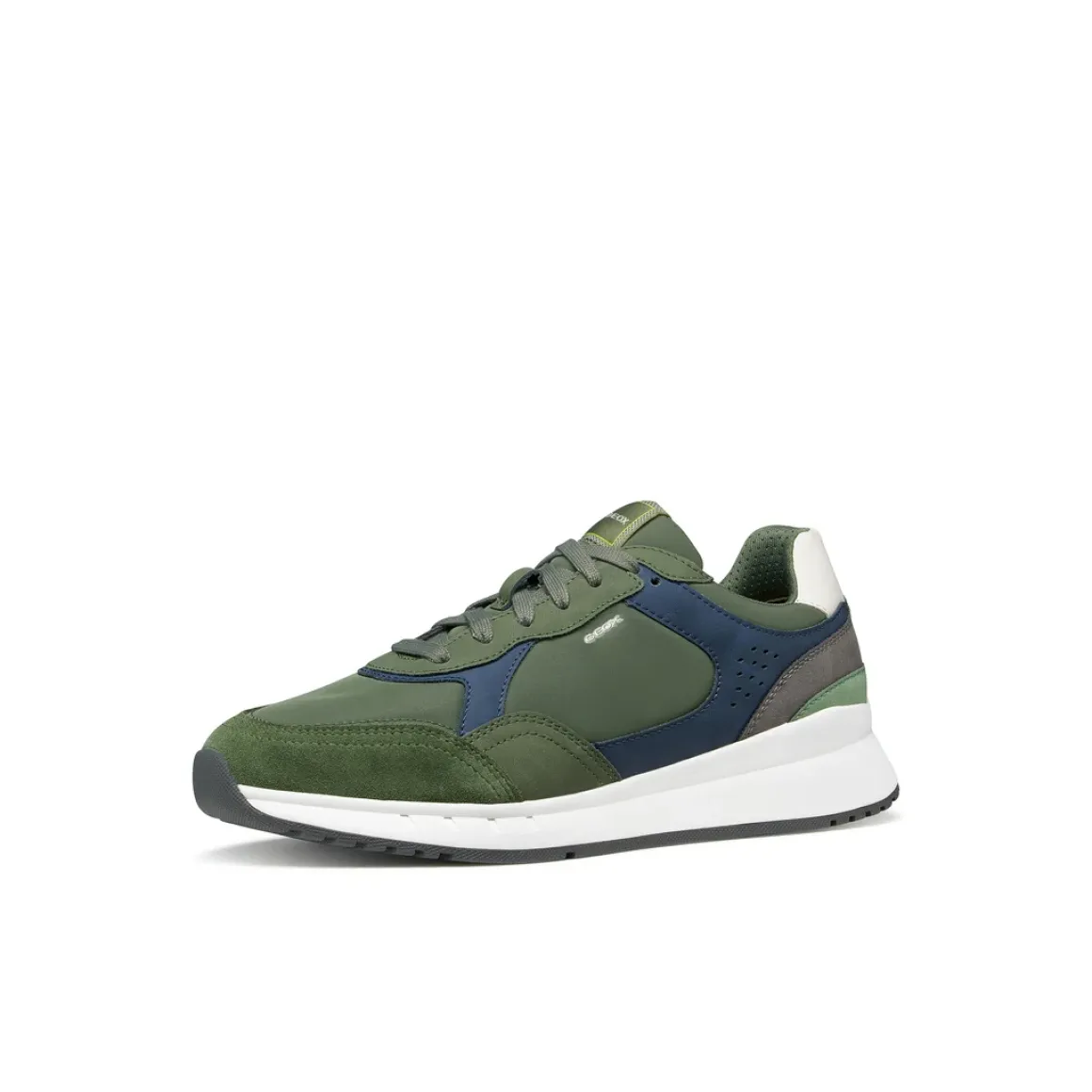 Sneakers verdi Uomo con suola traspirante effetto scamosciato Geox