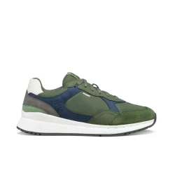 Sneakers verdi Uomo con suola traspirante effetto scamosciato Geox