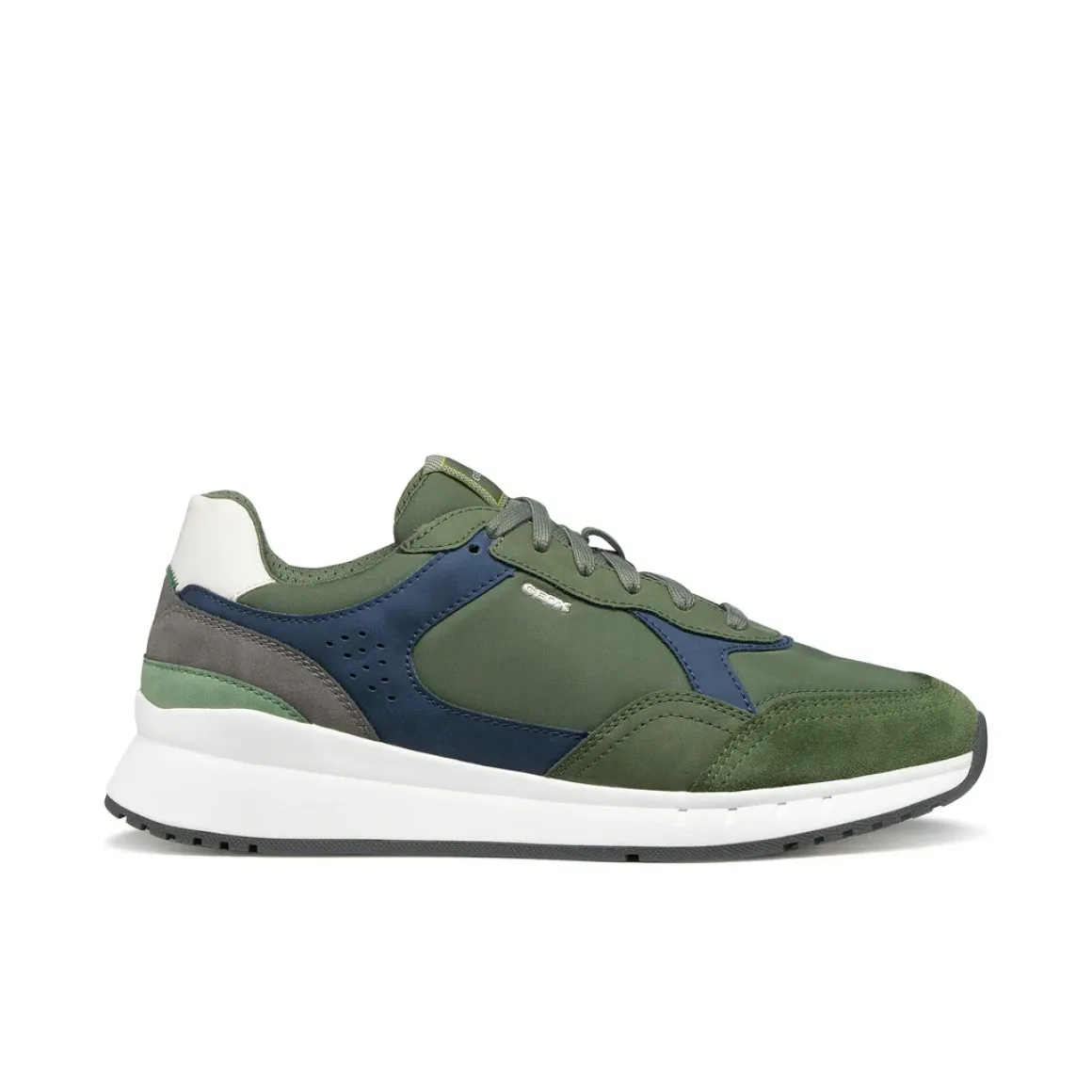 Sneakers verdi Uomo con suola traspirante effetto scamosciato Geox