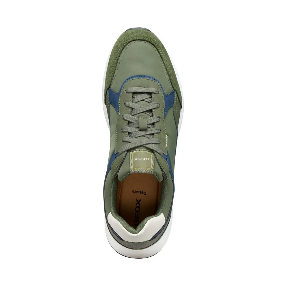 Sneakers verdi Uomo con suola traspirante effetto scamosciato Geox