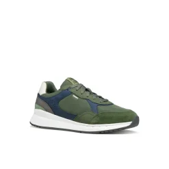 Sneakers verdi Uomo con suola traspirante effetto scamosciato Geox