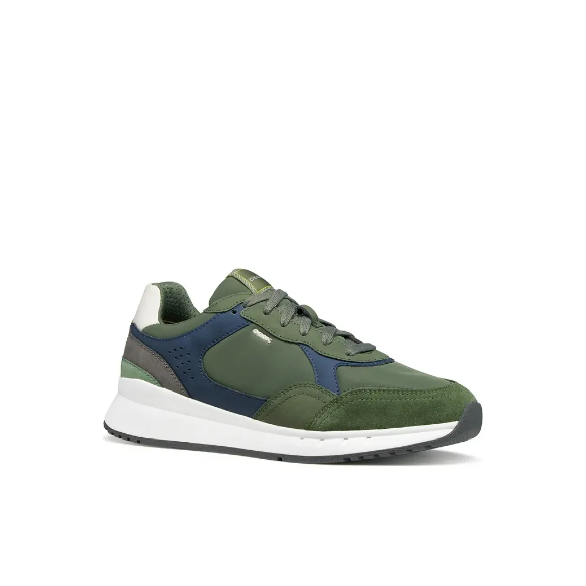 Sneakers verdi Uomo con suola traspirante effetto scamosciato Geox