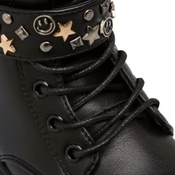 Stivaletti da bambina neri con borchie e faccine smiley metalliche Lumberjack