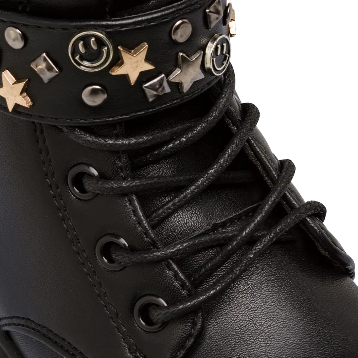 Stivaletti da bambina neri con borchie e faccine smiley metalliche Lumberjack