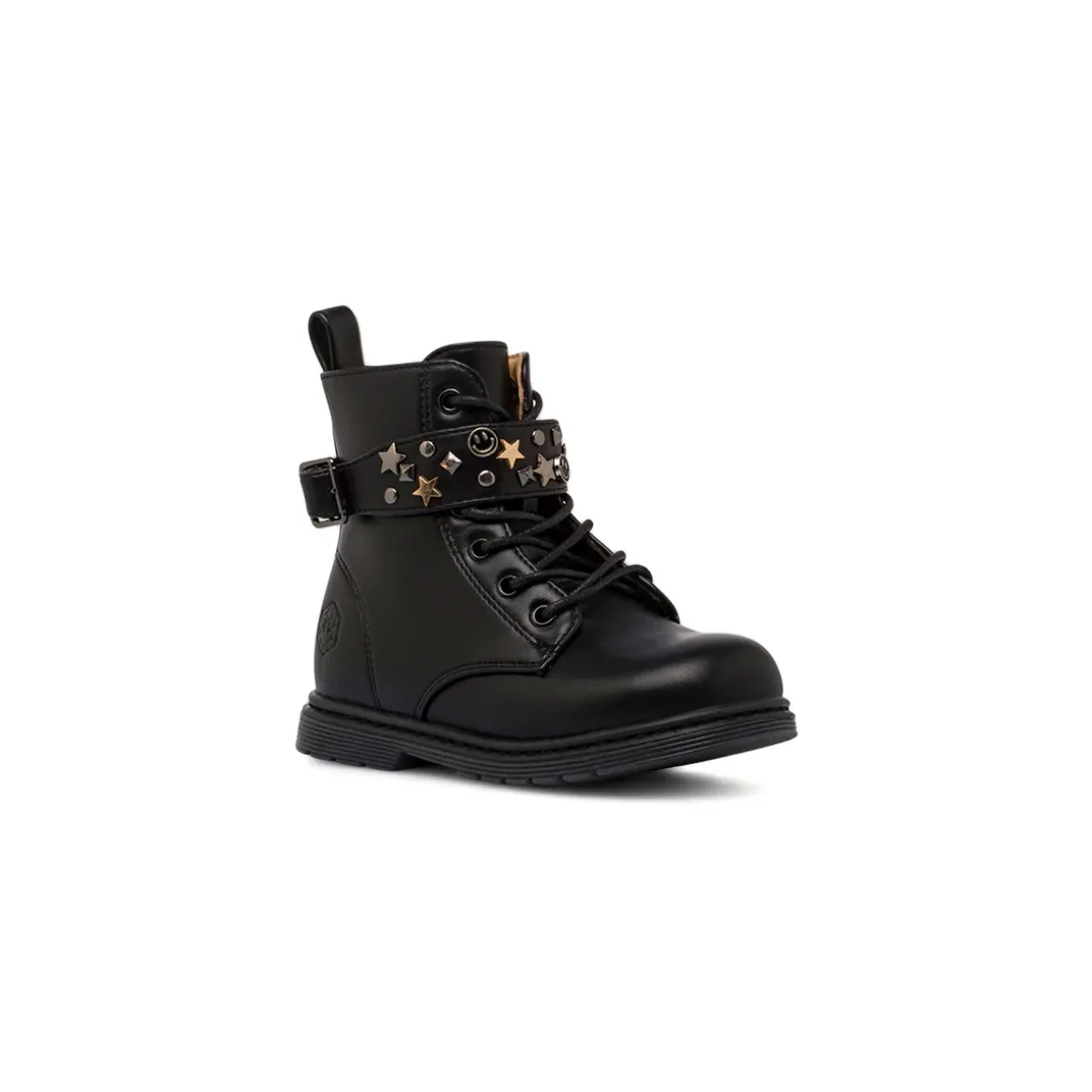 Stivaletti da bambina neri con borchie e faccine smiley metalliche Lumberjack