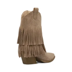 Stivaletti texani Camperos da Donna khaki con frange Lora Ferres