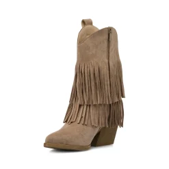 Stivaletti texani Camperos da Donna khaki con frange Lora Ferres