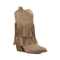 Stivaletti texani Camperos da Donna khaki con frange Lora Ferres