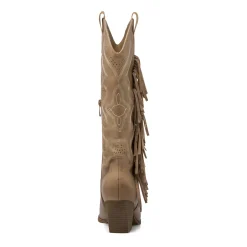 Stivali alti texani Camperos da Donna taupe con frange Lora Ferres