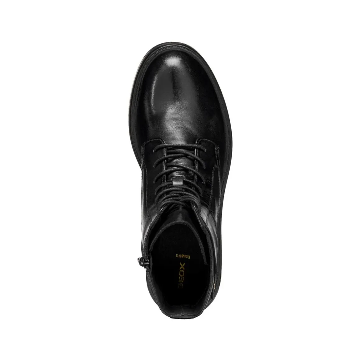 Stivali anfibi traspiranti da donna neri Geox in pelle con lacci e zip