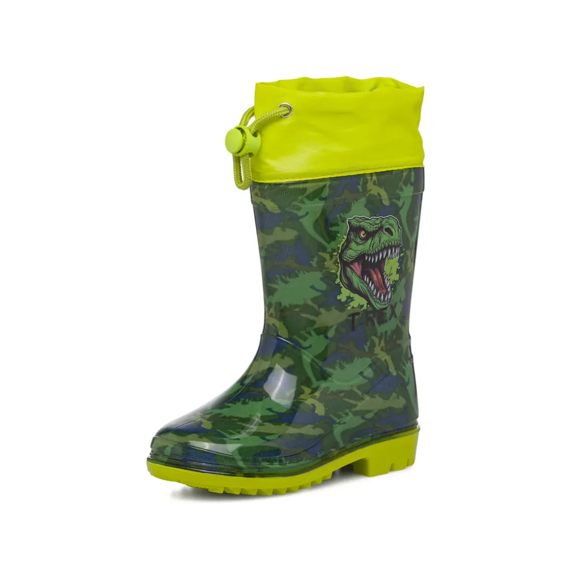 Stivali da pioggia verde militare da Bambino con stampa T-Rex