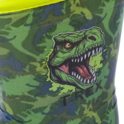 Stivali da pioggia verde militare da Bambino con stampa T-Rex