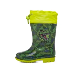 Stivali da pioggia verde militare da Bambino con stampa T-Rex