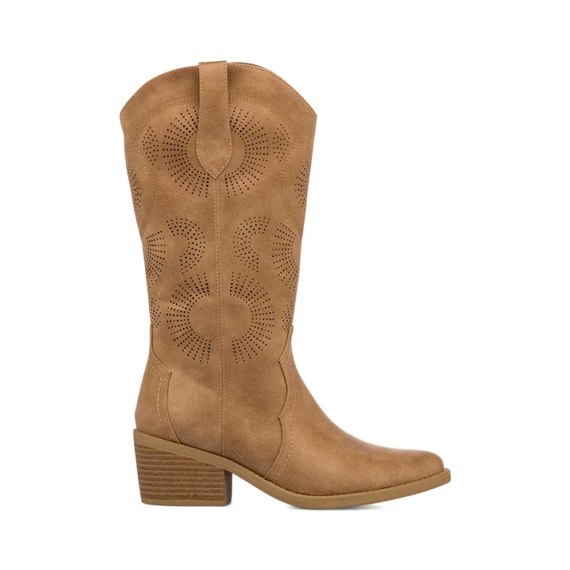 Stivali texani Camperos Beige da Donna con dettagli traforati Swish Jeans