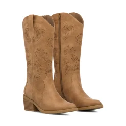 Stivali texani Camperos Beige da Donna con dettagli traforati Swish Jeans