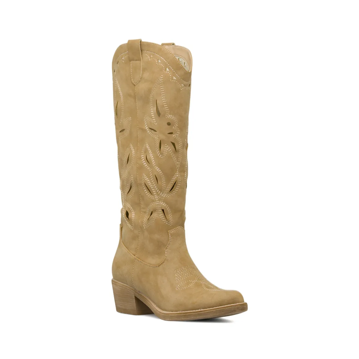 Stivali texani camperos da donna con trafori e zip Lora Ferres Kaki