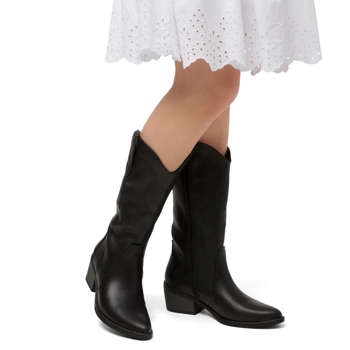 Stivali texani camperos neri da Donna con dettagli traforati Swish Jeans