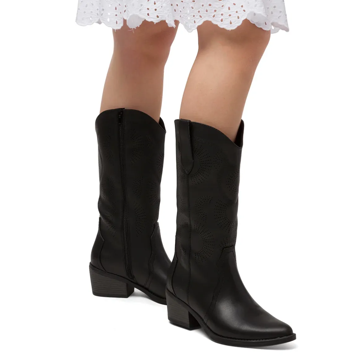 Stivali texani camperos neri da Donna con dettagli traforati Swish Jeans