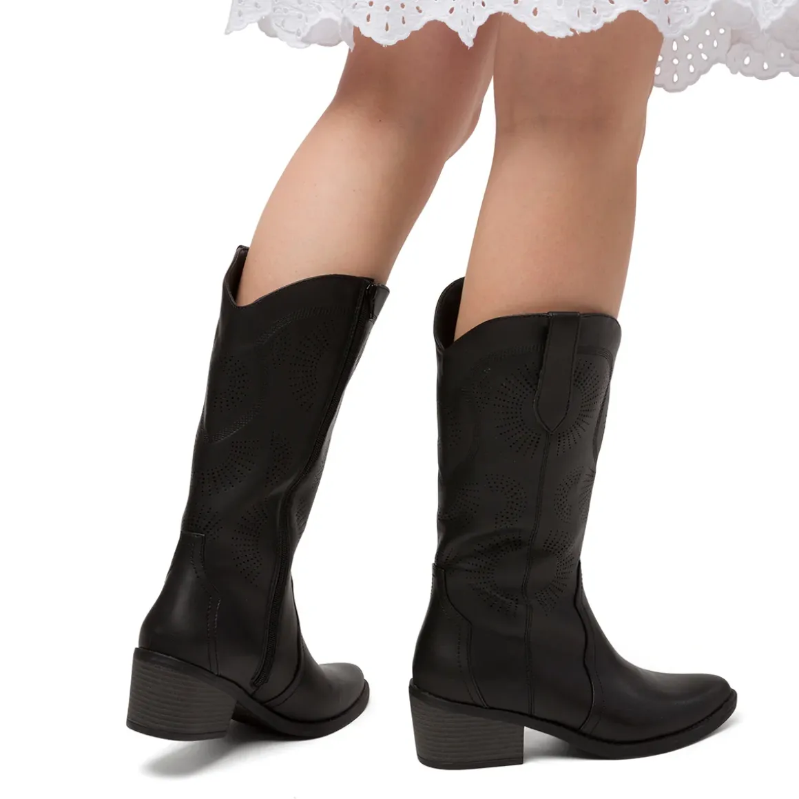 Stivali texani camperos neri da Donna con dettagli traforati Swish Jeans