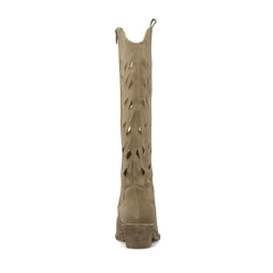Stivali texani da Donna beige in pelle effetto scamosciato Primopiano