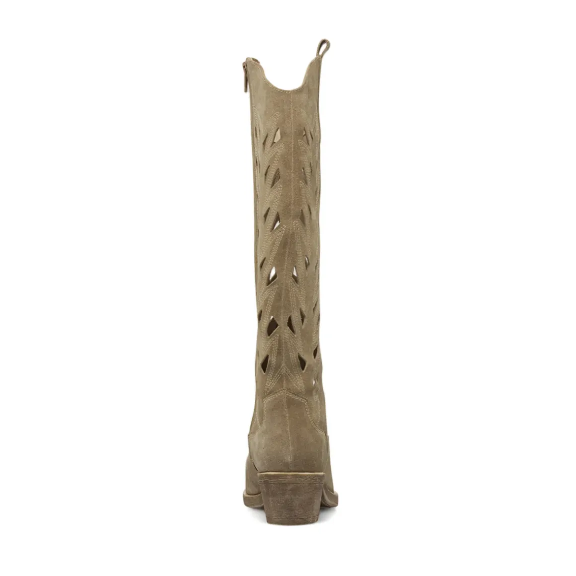 Stivali texani da Donna beige in pelle effetto scamosciato Primopiano