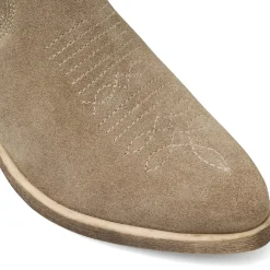 Stivali texani da Donna beige in pelle effetto scamosciato Primopiano