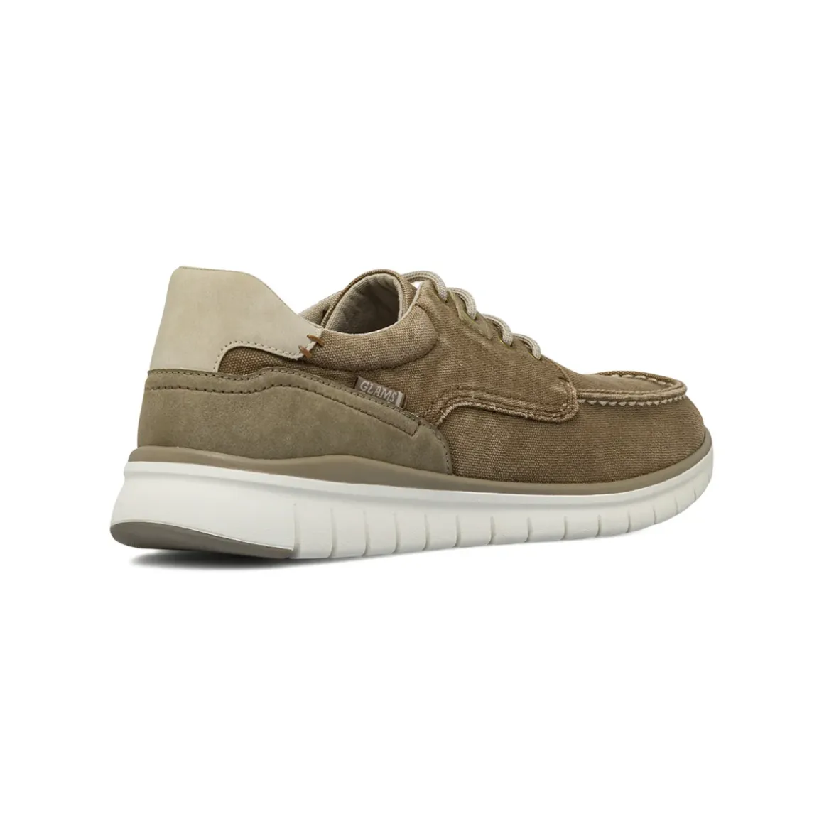 Stringate casual da Uomo beige in tessuto con suola flessibile Glams