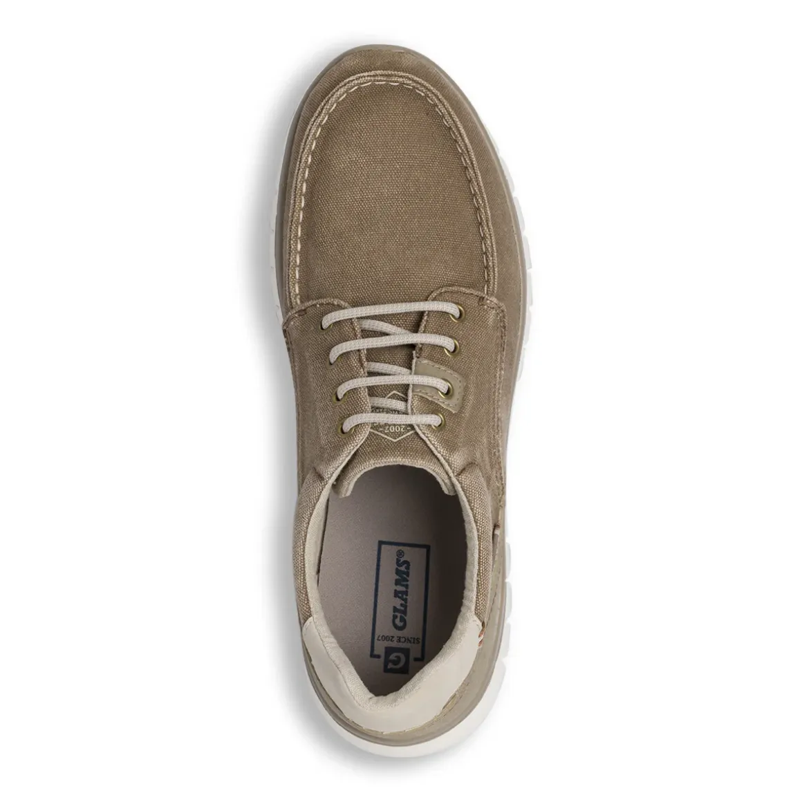 Stringate casual da Uomo beige in tessuto con suola flessibile Glams