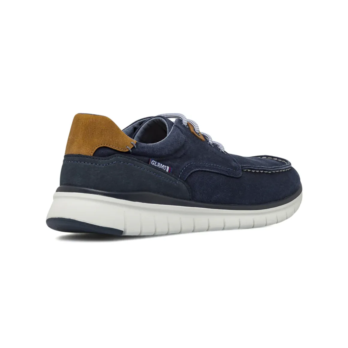 Stringate casual da Uomo blu in tessuto con cuciture Glams