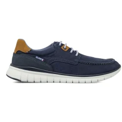 Stringate casual da Uomo blu in tessuto con cuciture Glams