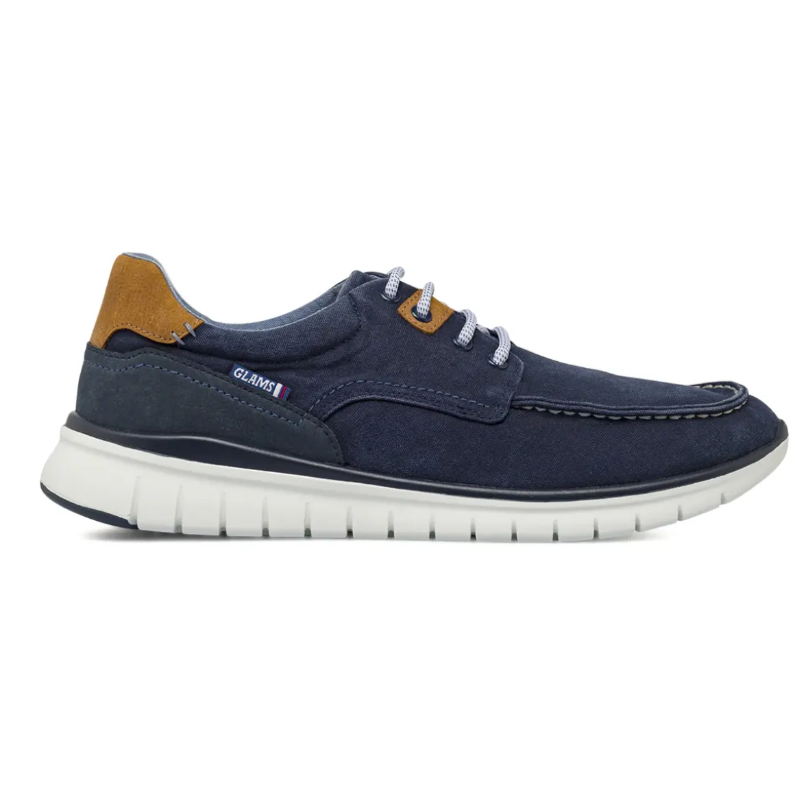 Stringate casual da Uomo blu in tessuto con cuciture Glams
