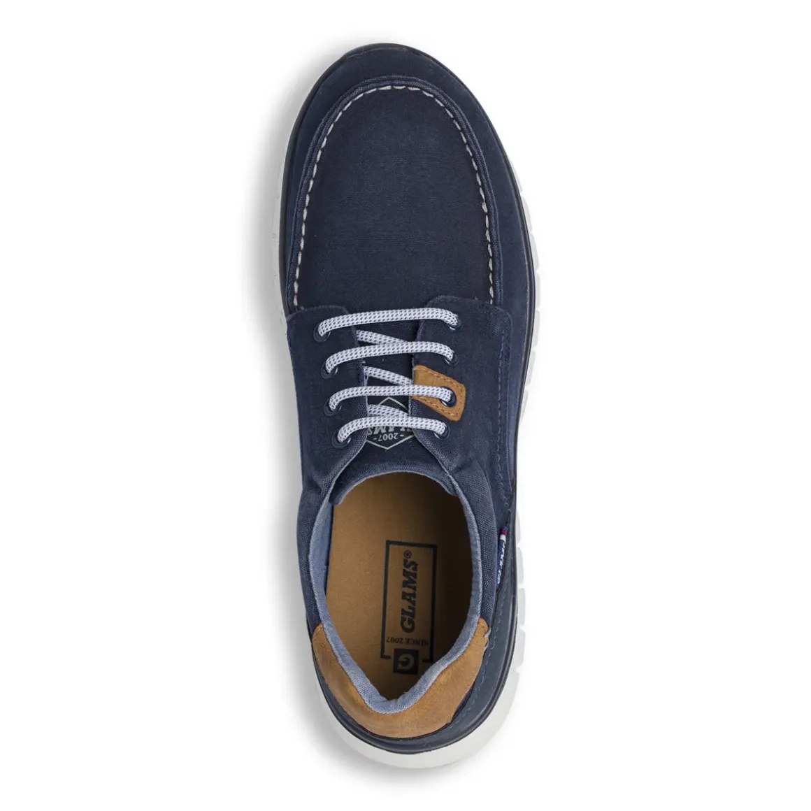 Stringate casual da Uomo blu in tessuto con cuciture Glams