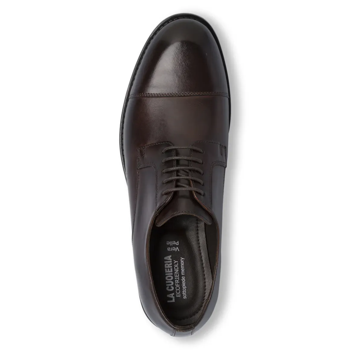 Stringate da uomo marroni in pelle con allacciature Derby La Cuoieria