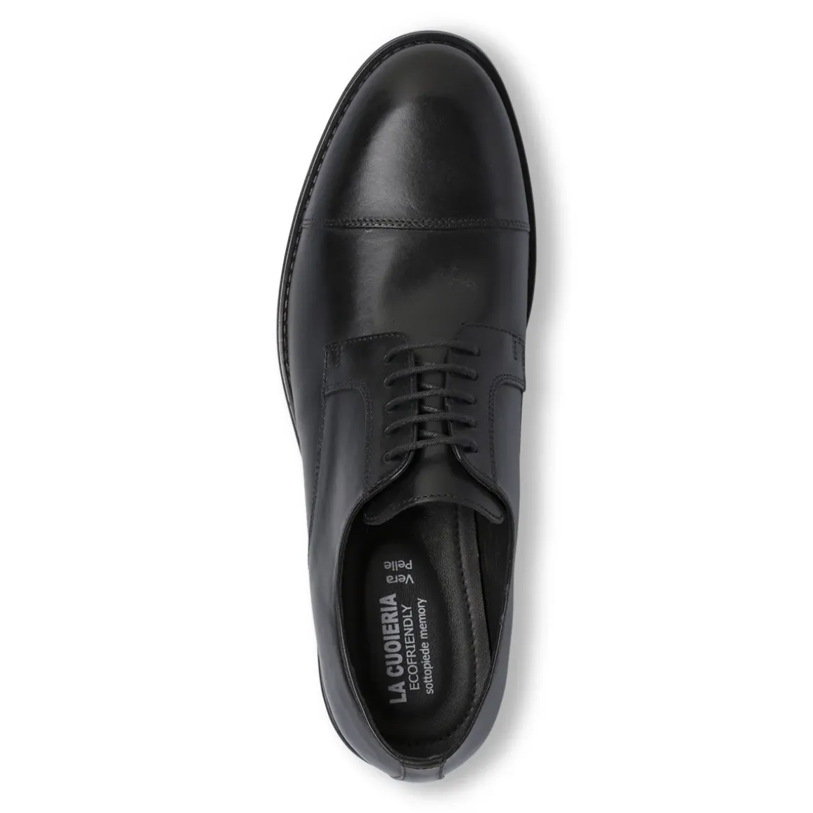 Stringate da uomo nere in pelle con allacciature Derby La Cuoieria