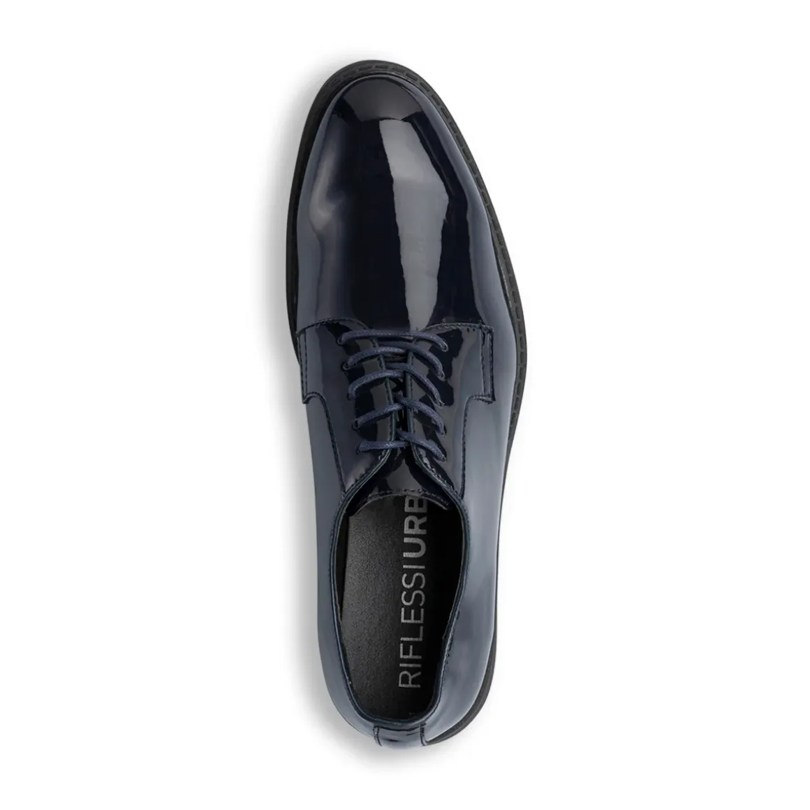 Stringate derby eleganti Blu Navy effetto vernice da uomo Riflessi Urbani