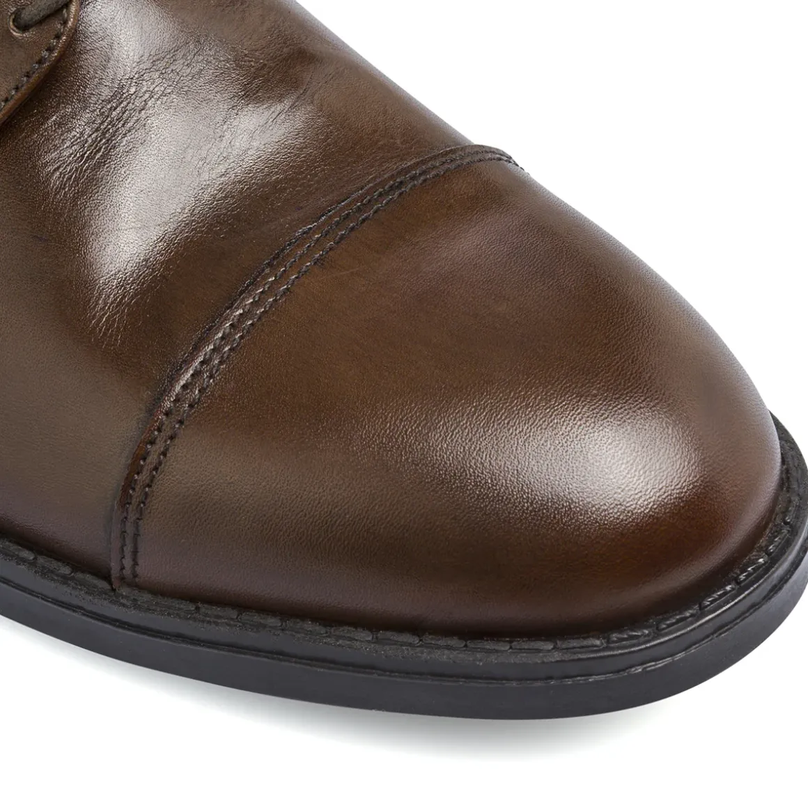 Stringate Derby eleganti da Uomo marroni in pelle Primopiano