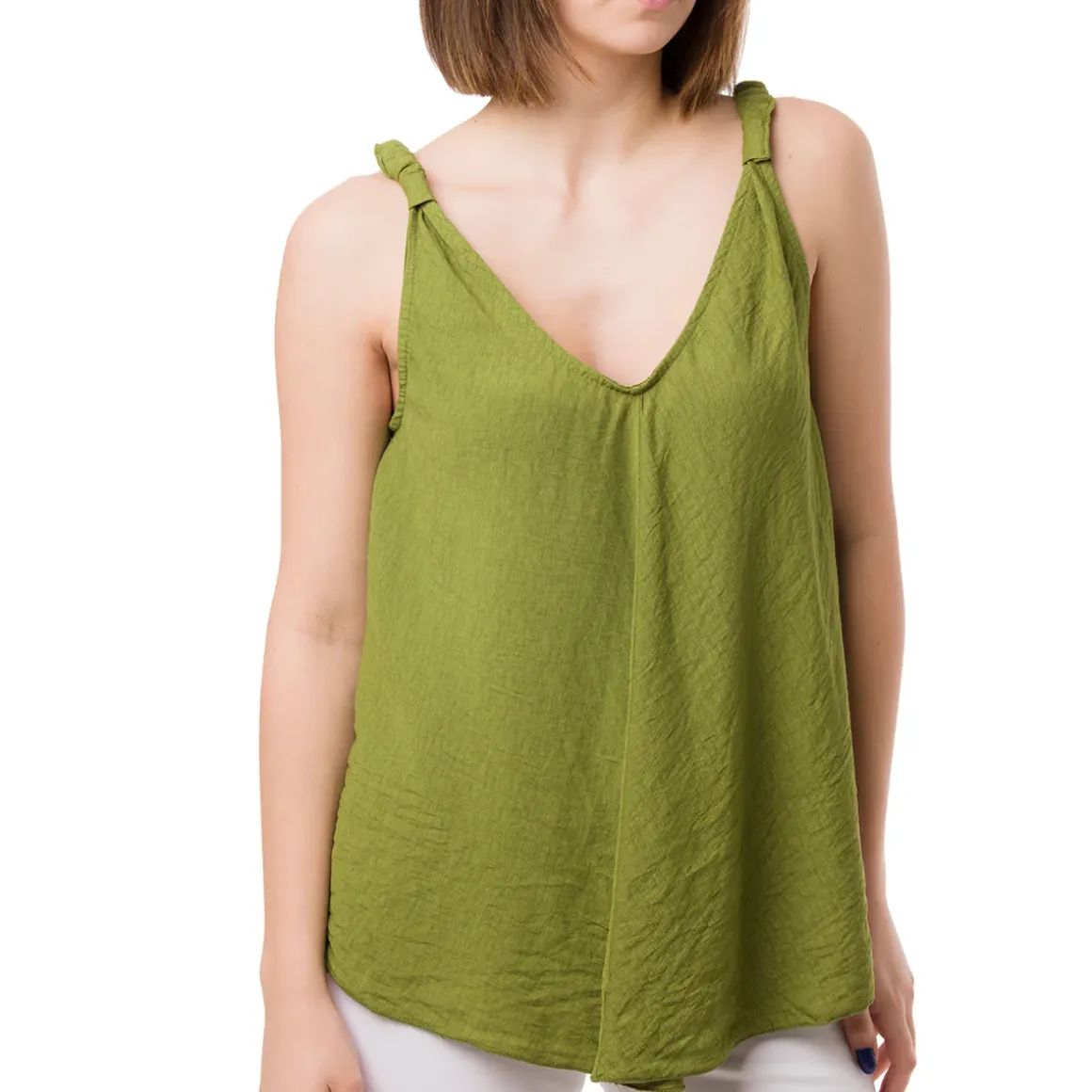 Top Verde da Donna con spallina arricciata e scollo a V Swish Jeans