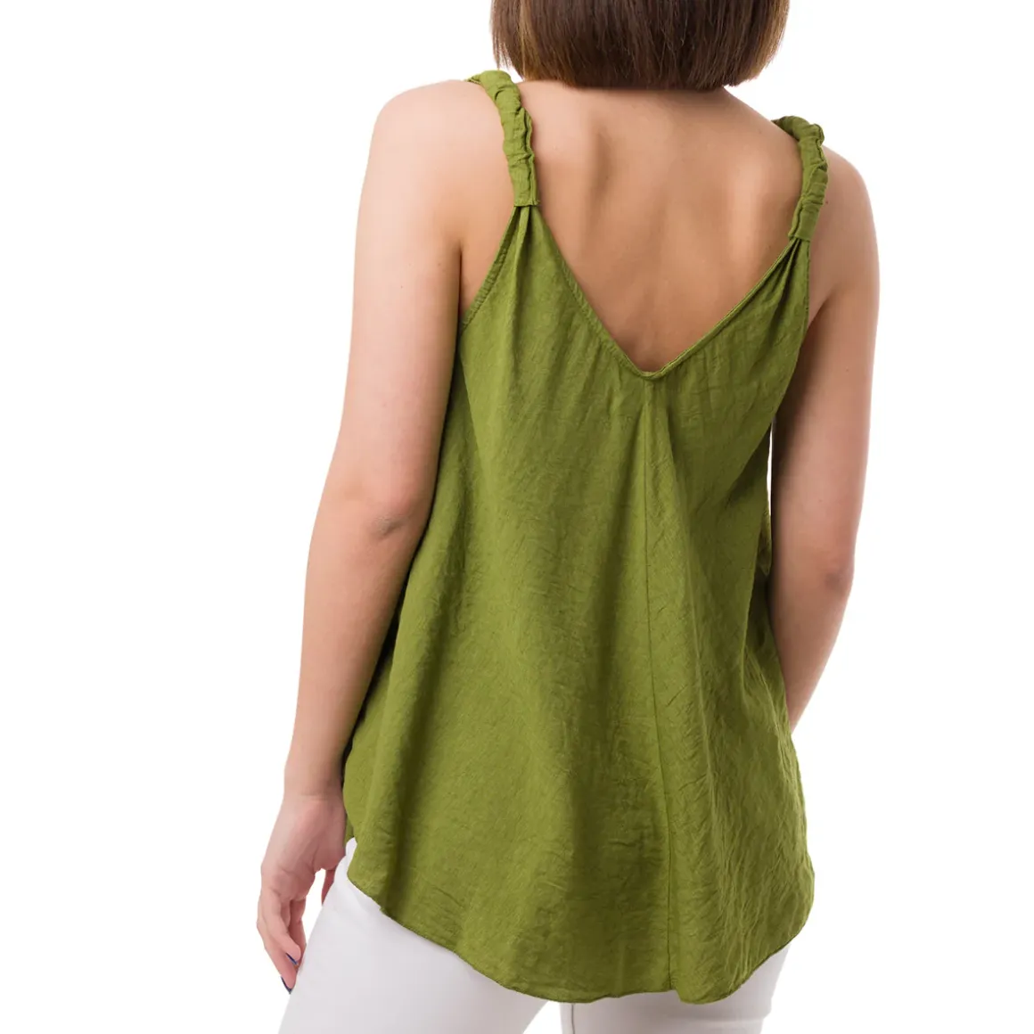 Top Verde da Donna con spallina arricciata e scollo a V Swish Jeans