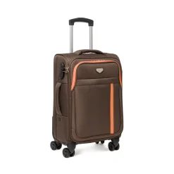 Trolley bagaglio a mano Romeo Gigli Milano Marrone con zip arancioni