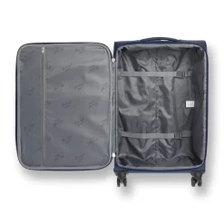 Trolley medio in tessuto blu e ocra Romeo Gigli Milano